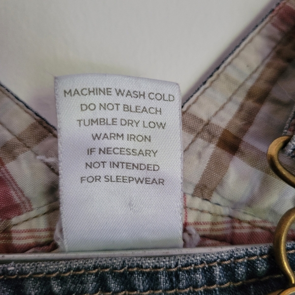 Denim Overalls with Plaid Accents, Size 6- 12 months - Picture 8 of 9
